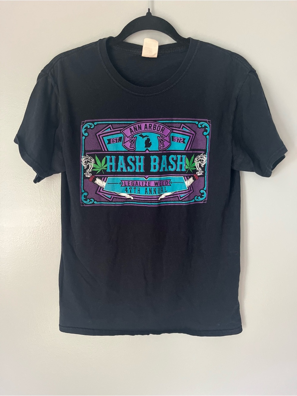 Hash Bash Ann Arbor 47th Annual Graphic Tee Black Size Small